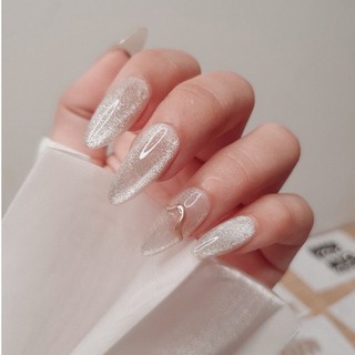 Nailbox thiết kế 10 móng úp - Mã sơn gel mắt mèo trắng