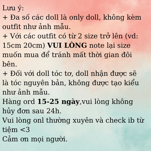 Doll không thuộc tính tóc tơ 20cm - Búp bê không thuộc tính 20cm có xương