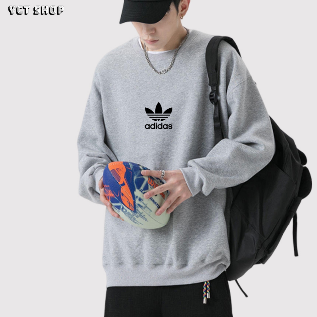 Áo sweater adidas unisex nam nữ basic tay dài chính hãng form mặc rộng rãi chất nỉ bông dày dặn YCT