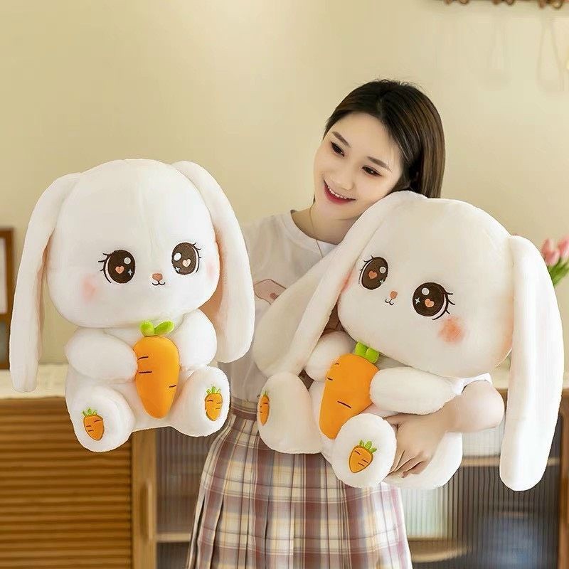 Gấu Bông Thỏ Tai Dài Ôm Cà Rốt Dễ Thương 60cm