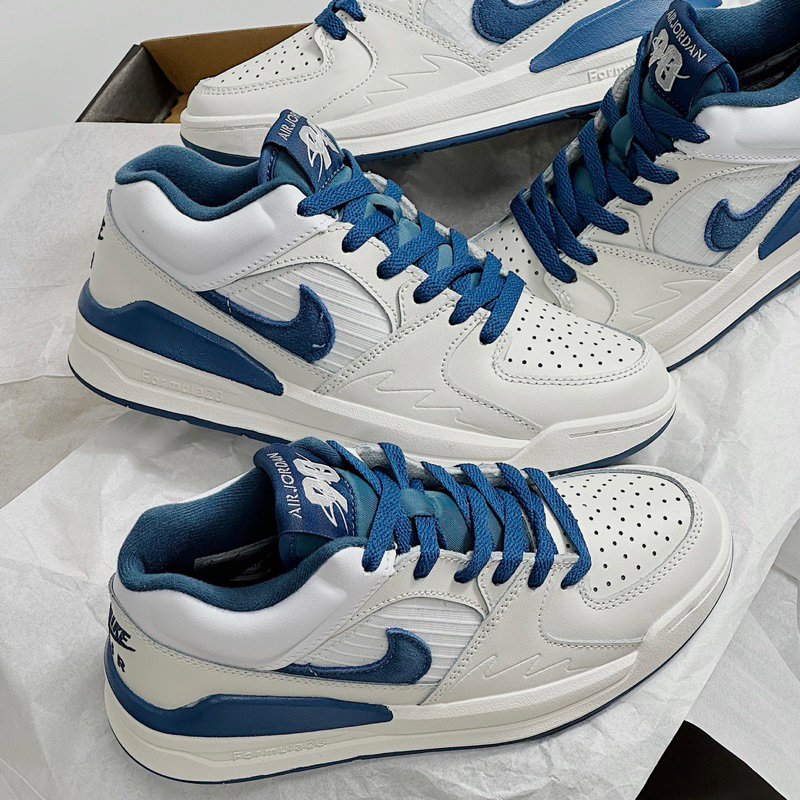 JDK STORE_Giày Sneaker JD Stadium White Blue Trắng Xanh