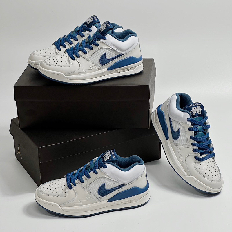 JDK STORE_Giày Sneaker JD Stadium White Blue Trắng Xanh