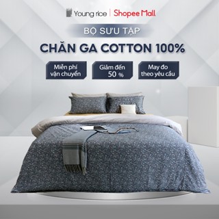 Bộ drap giường Cotton Hàn Quốc cao cấp YOUNGRICE chăn ga ra grap gối nệm đệm trải giường 5 món chính hãng