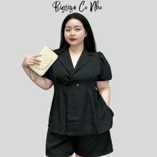   XẢ LỖ  Set vet bigsize nữ áo vét tay ngắn thanh lịch kèm quần đùi dáng chữ A chất vải cotton màu sắc basic - SET53 