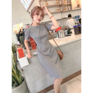 Đầm sọc caro cổ tròn 2 màu