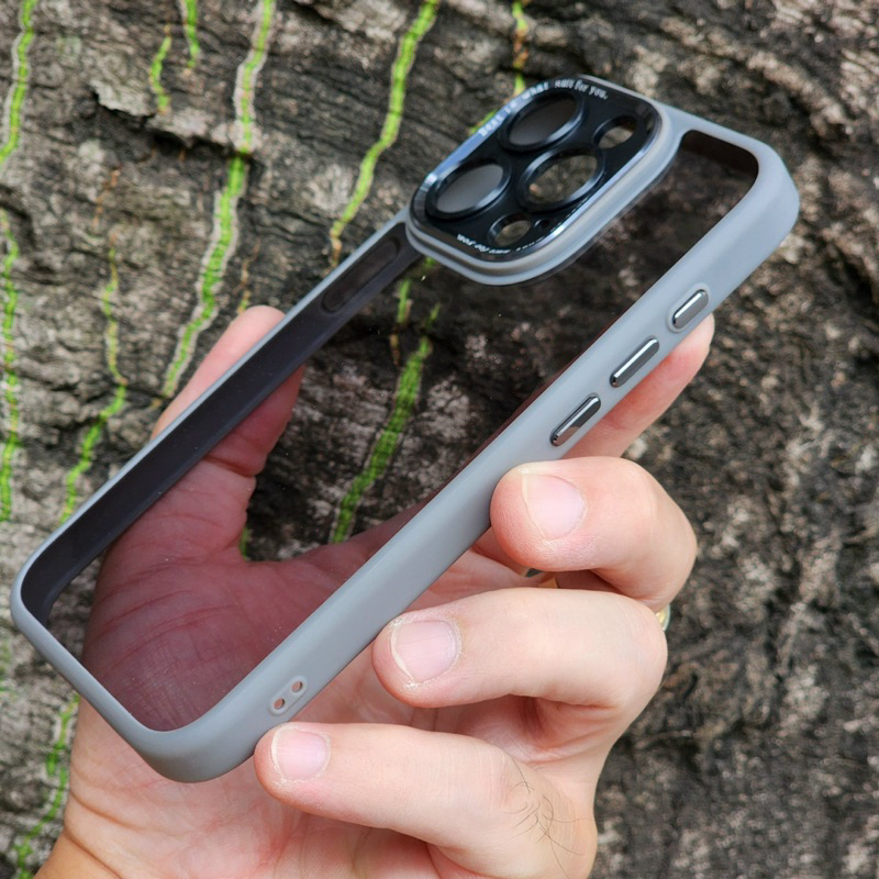 Ốp lưng Meruyi Skin trong đen viền màu iPhone 15 Pro/ 15 Pro Max bảo vệ cụm camera siêu đẹp