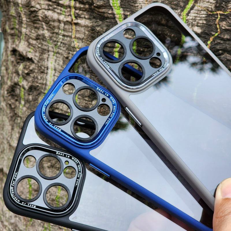 Ốp lưng Meruyi Skin trong đen viền màu iPhone 15 Pro/ 15 Pro Max bảo vệ cụm camera siêu đẹp