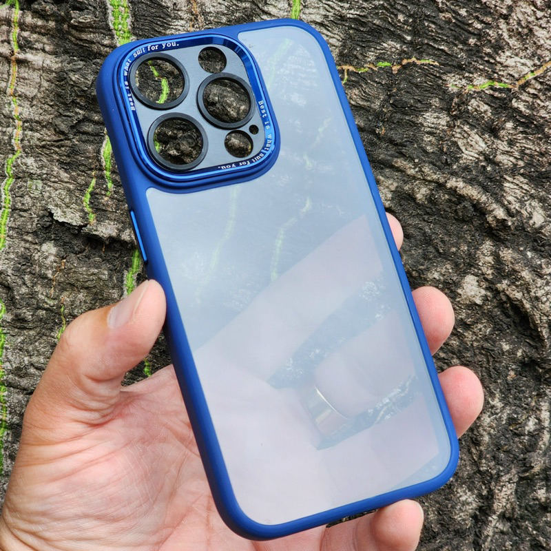 Ốp lưng Meruyi Skin trong đen viền màu iPhone 15 Pro/ 15 Pro Max bảo vệ cụm camera siêu đẹp