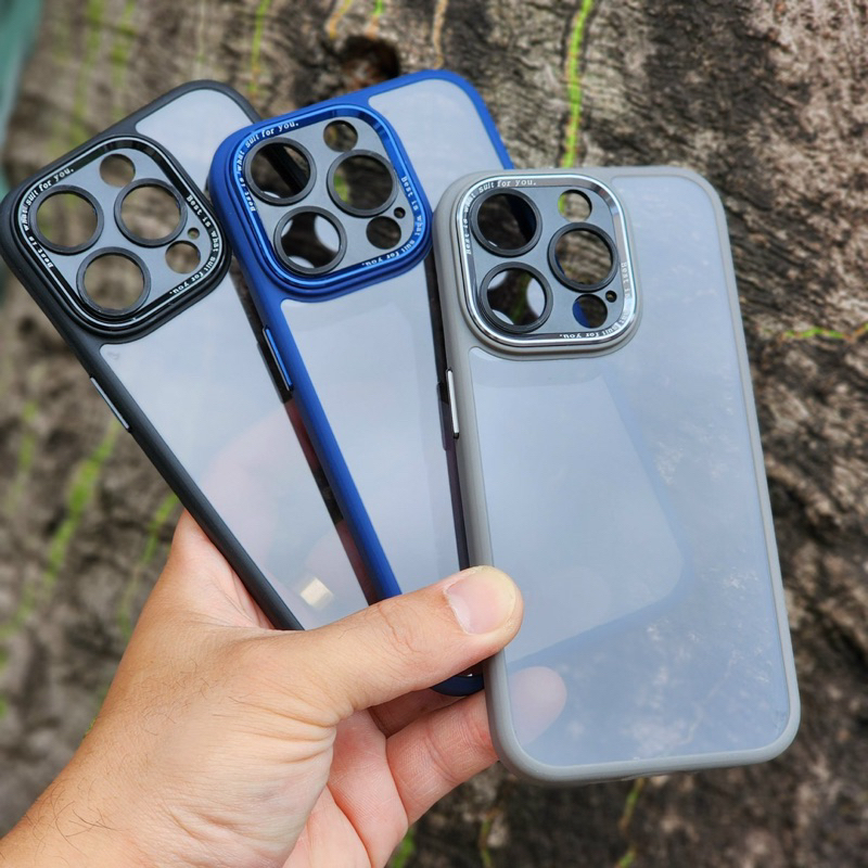 Ốp lưng Meruyi Skin trong đen viền màu iPhone 15 Pro/ 15 Pro Max bảo vệ cụm camera siêu đẹp