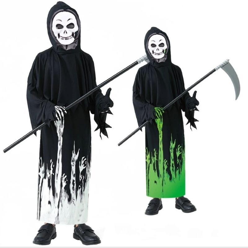 Set áo choàng, mặt nạ, bao tay, lưỡi hái hoá trang thần chết. Halloween