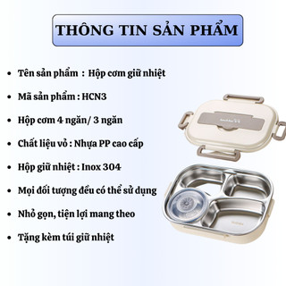 Hộp Đựng Cơm Trưa Tokya Thiết Kế Nhiều Ngăn Giữ Nhiệt Tốt Cho Dân Văn Phòng