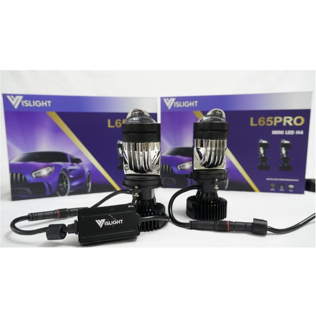 Đèn Led bi cầu mini H4 Vislight cao cấp mẫu mới 2023 gắn ô tô, xe máy, xe tải, bảo hành 3 năm