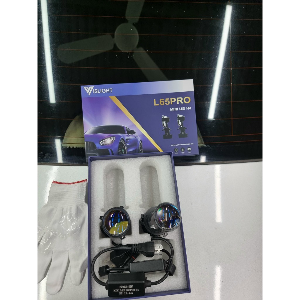 Đèn Led bi cầu mini H4 Vislight cao cấp mẫu mới 2023 gắn ô tô, xe máy, xe tải, bảo hành 3 năm