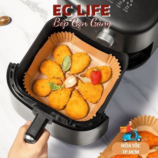 Giấy nến lót nồi chiên không dầu, Khay lót nồi chiên hình vuông 16cm chống thắm dầu mỡ cực tốt EC Life 0828