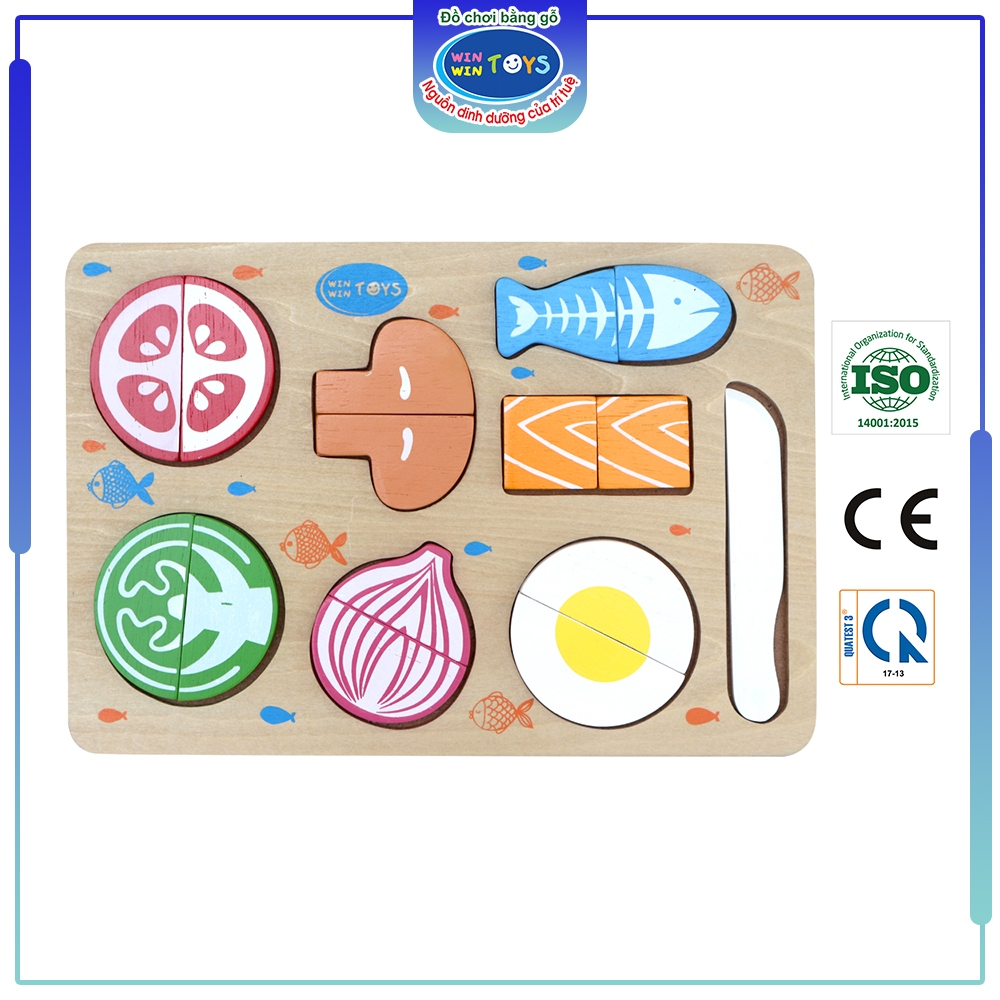 Đồ chơi gỗ Bộ cắt thực phẩm | Winwintoys 61612 | Phát triển trí tưởng tượng và khéo léo | Đạt tiêu chuẩn CE và TCVN