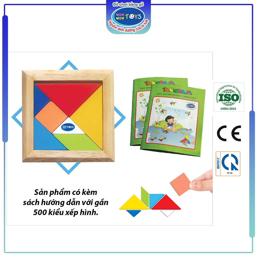 Đồ chơi gỗ Xếp hình Tangram đơn | Winwintoys 60172 | Phát triển tư duy và sự sáng tạo | Đạt tiêu chuẩn CE và TCVN