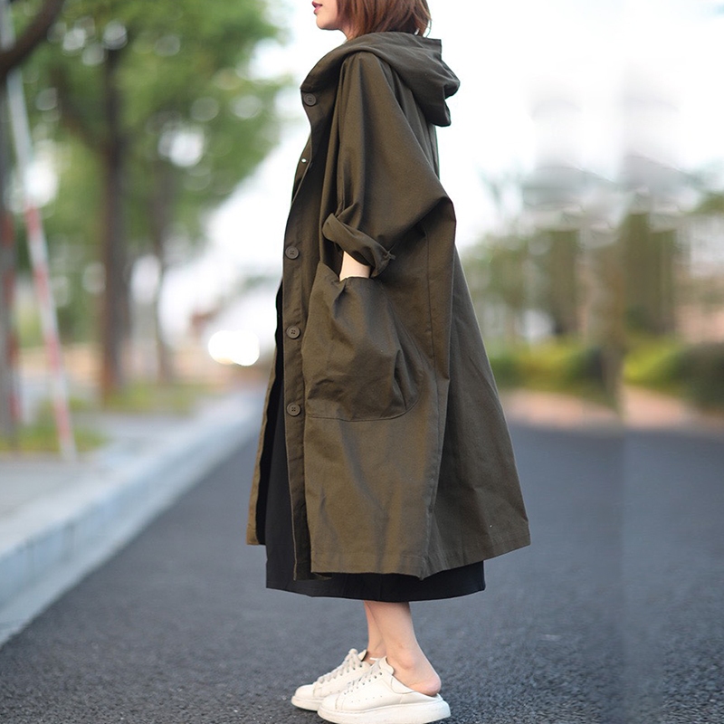 Áo khoác kaki KAMAKA form dài có mũ hai túi lớn - NU8096