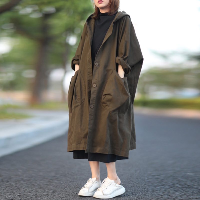 Áo khoác kaki KAMAKA form dài có mũ hai túi lớn - NU8096