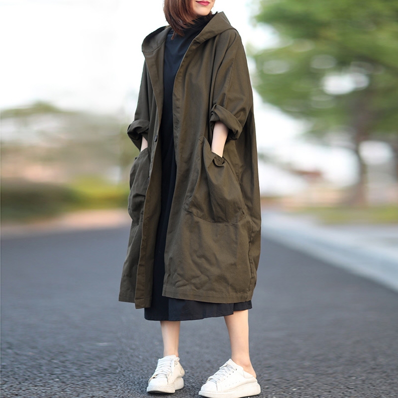 Áo khoác kaki KAMAKA form dài có mũ hai túi lớn - NU8096