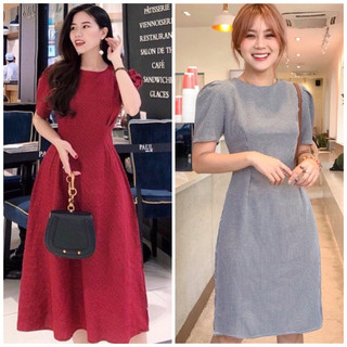 Đầm caro xếp li eo 2 màu