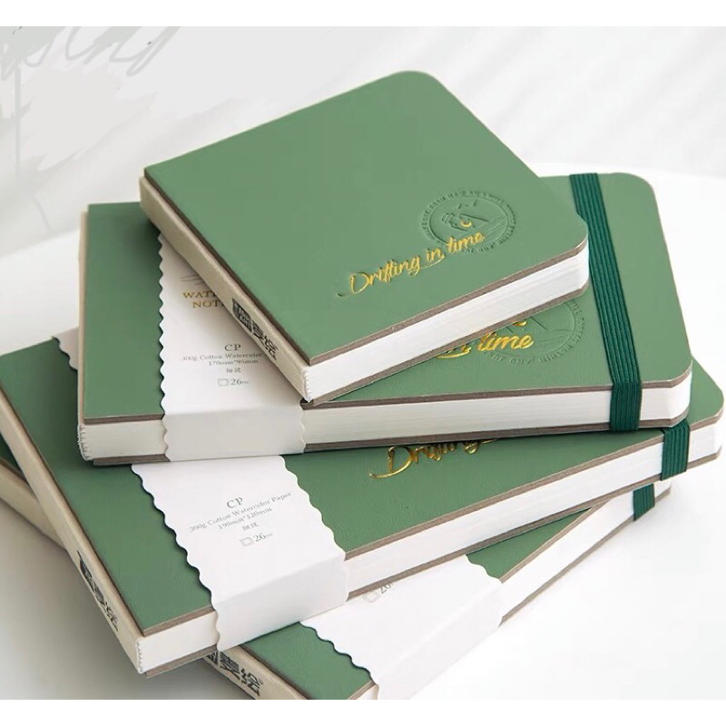 Sổ vẽ màu nước MH Art 300gsm bìa xanh lá xinh xắn