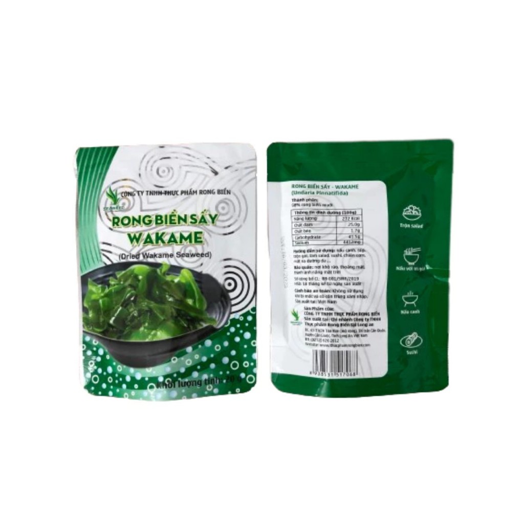 Rong biển sấy wakame dùng nấu canh súp, trộn gỏi salad Seaweed gói 20gr