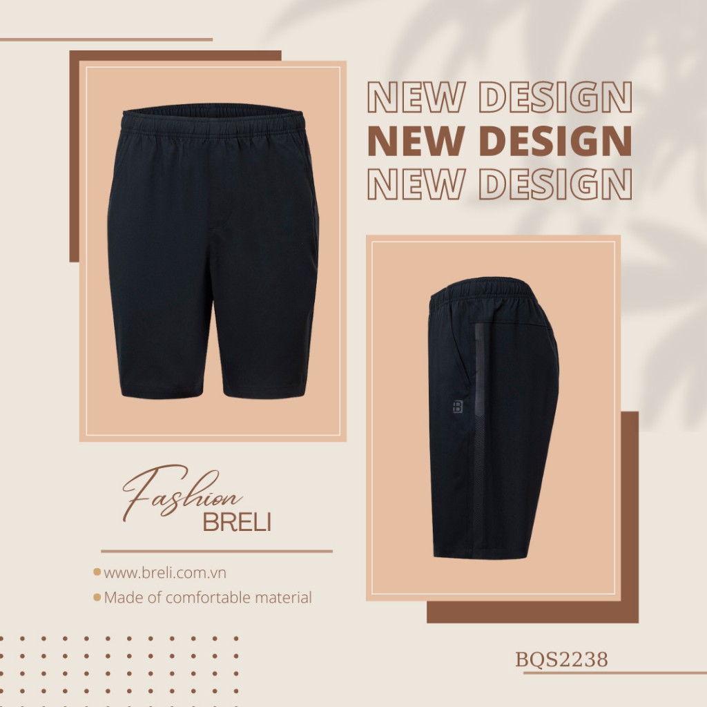 Quần short nam thể thao Breli - BQS2238-BL Phù hợp chơi thể thao Tennis, mặc hàng ngày, đi chơi dã ngoại
