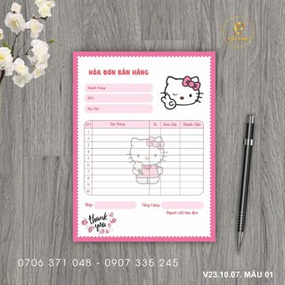 Mẫu mới: set 50 tờ phiếu ship - phiếu bán hàng mẫu cô gái cute kích thước A5 16x21 cm