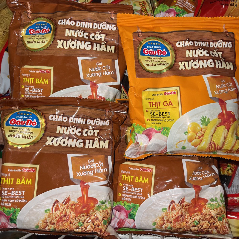 Combo 10 Gói Cháo Gấu Đỏ Vị Thịt Gà , Thịt Bằm