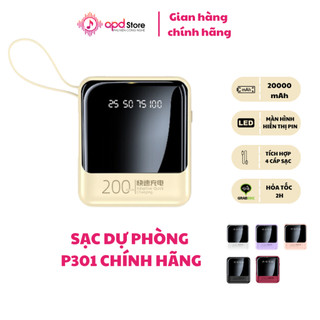 Sạc dự phòng APDN1,Chính hãng APD STORE, Dung lượng pin 20000mAh, Tích Hợp Dây Sạc Cho Nhiều Thiết Bị Điện Thoại