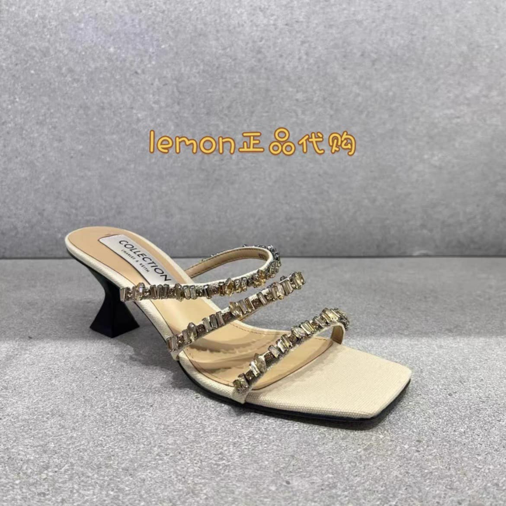 Dép cao gót CNK quai ngang đính đá SL1-60920030