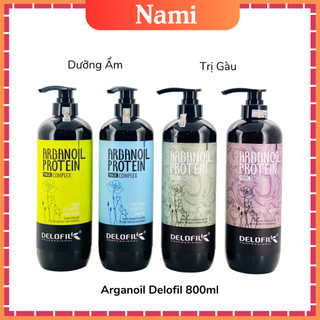 Cặp Dầu Gội Xả Delofil Arganoil Protein 800ml Giảm Gãy Rụng, Phục Hồi Tóc Hư Tổn, Khô Xơ Hàng Chính Hãng NAMI