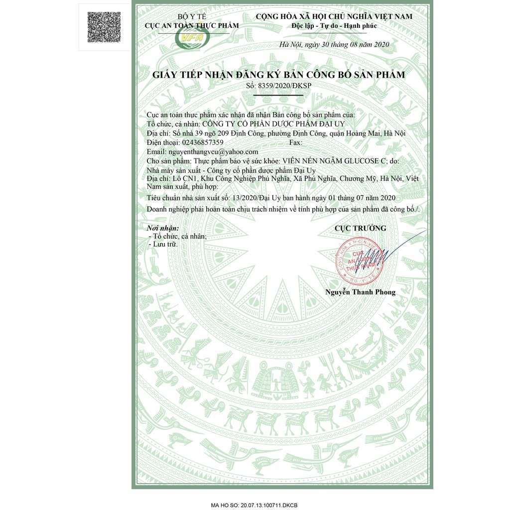 Kẹo vitamin C Glucose C Đại Uy, tăng sức đề kháng, giảm chảy máu chân răng, vị cam thơm ngon - Gói 20 viên