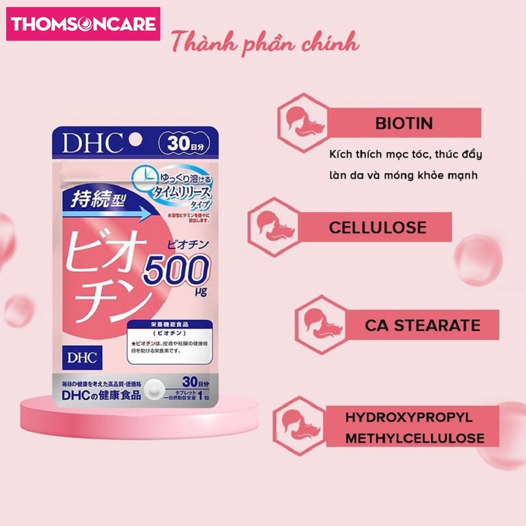 Combo tóc chắc khỏe Biotin DHC 30 viên và Lcystine 60 viên, giúp đẹp da, kích thích mọc tóc, giảm lão hóa da cystine