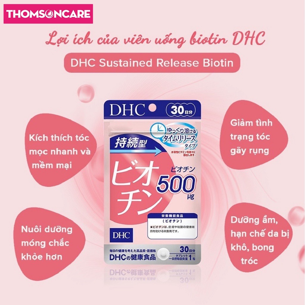 Combo tóc chắc khỏe Biotin DHC 30 viên và Lcystine 60 viên, giúp đẹp da, kích thích mọc tóc, giảm lão hóa da cystine