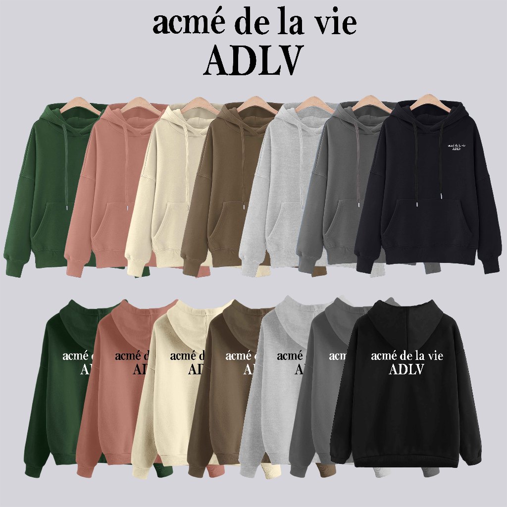 Áo hoodie ADLV nỉ bông cotton dày dặn nam nữ mũ 2 lớp basic zip form rộng unisex chính hãng