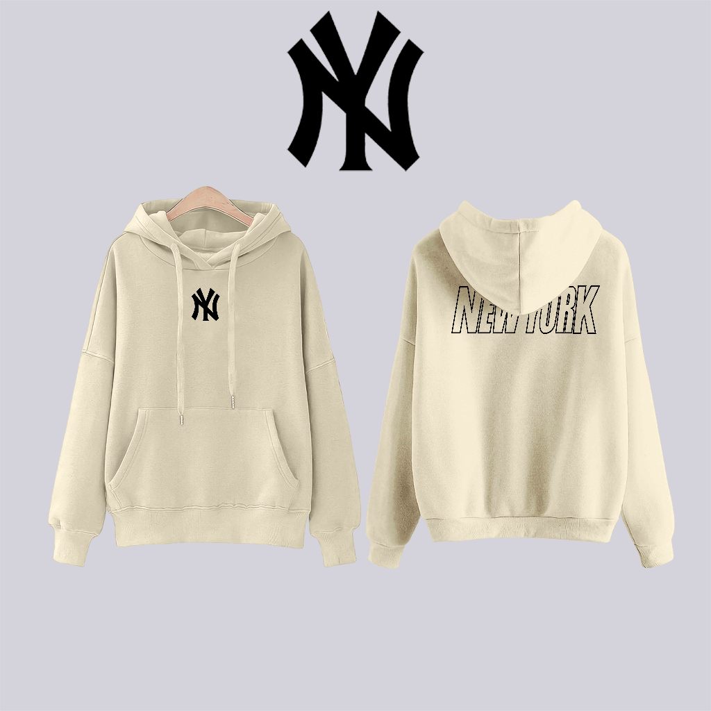Áo hoodie MLB nỉ bông cotton dày dặn nam nữ mũ 2 lớp basic zip form rộng unisex chính hãng