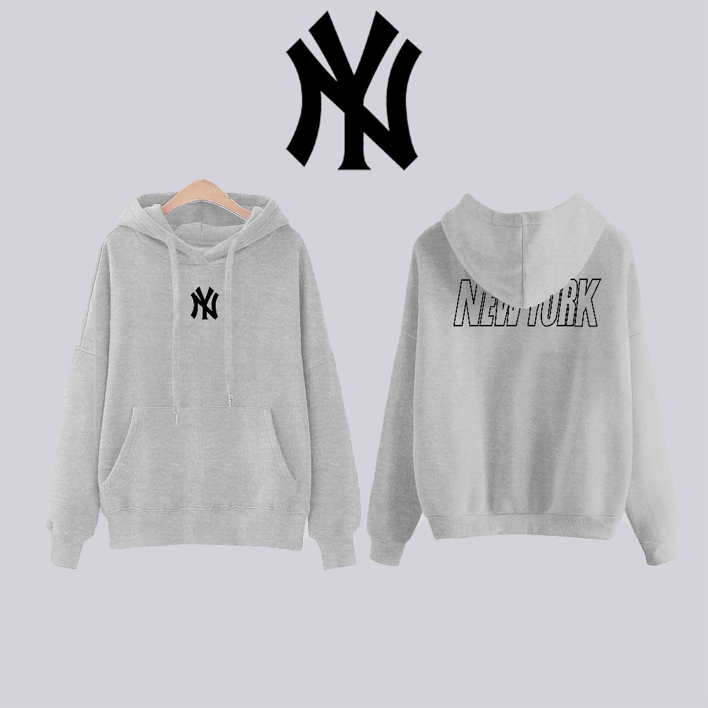 Áo hoodie MLB nỉ bông cotton dày dặn nam nữ mũ 2 lớp basic zip form rộng unisex chính hãng