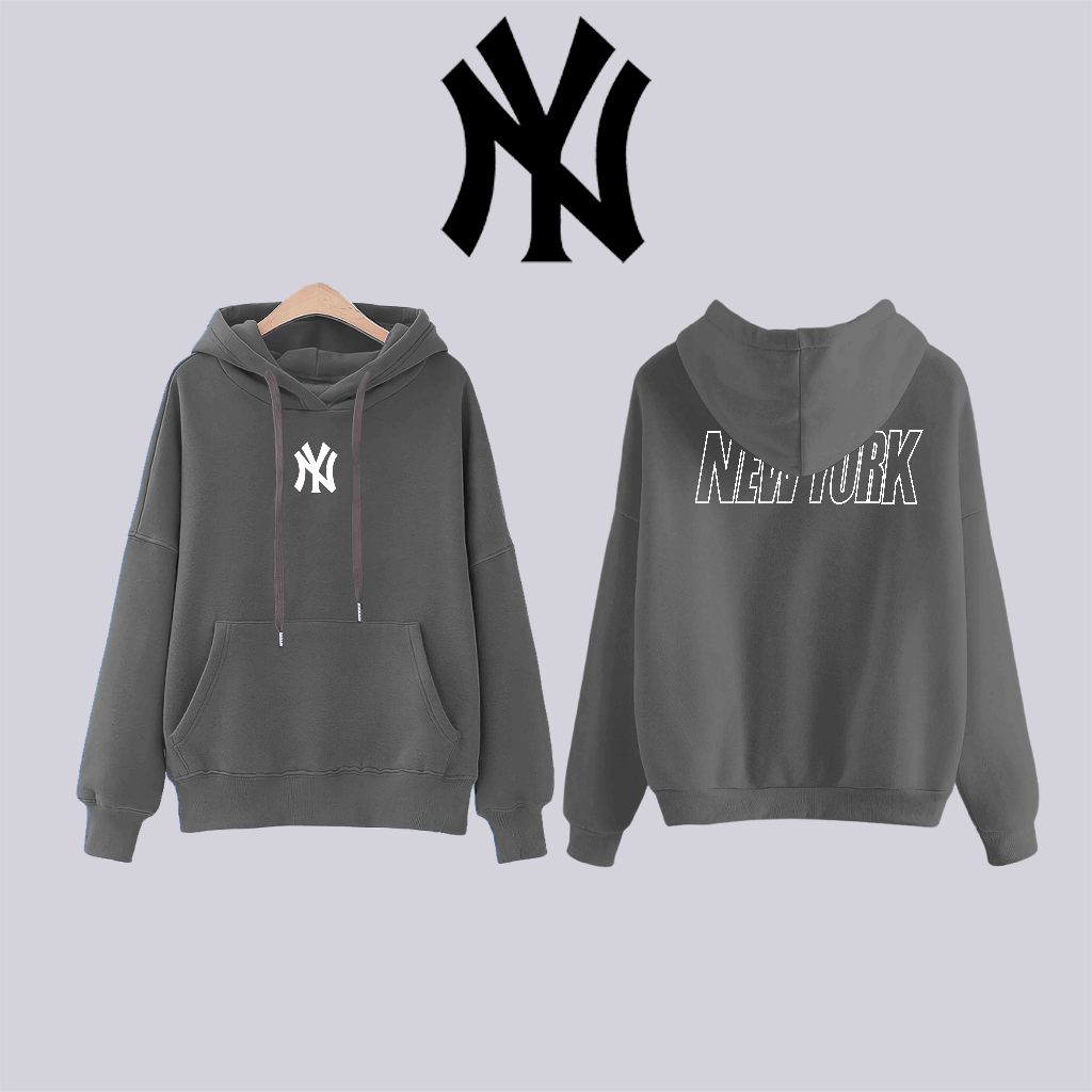 Áo hoodie MLB nỉ bông cotton dày dặn nam nữ mũ 2 lớp basic zip form rộng unisex chính hãng