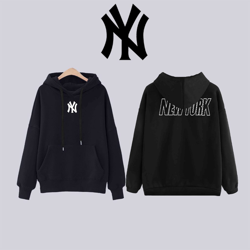 Áo hoodie MLB nỉ bông cotton dày dặn nam nữ mũ 2 lớp basic zip form rộng unisex chính hãng