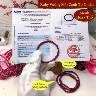 Vòng đá ruby tự nhiên size 4,8mm, vòng đá phong thuỷ mệnh hoả và mệnh thổ