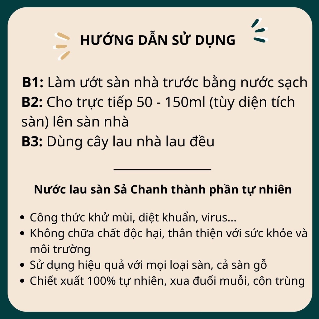 Nước Lau Sàn Hữu Cơ Dứa/ Quế - Hương Quế Trà Bồng 1000ml An Toàn Cho Da Tay, Lau Sạch Vết Bẩn