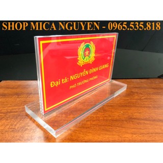 Biển chức danh công an - biển tên mica để bàn - biển tên để bàn mica - bảng tên mica - biển chức danh