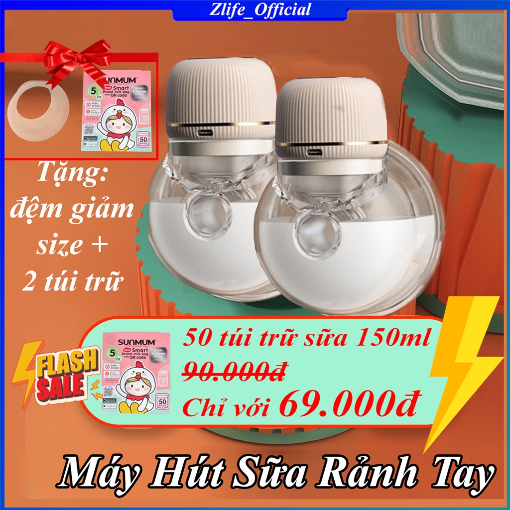 Máy Hút Sữa Điện Đôi Không Dây Rảnh Tay - Máy Vắt Sữa Thông Minh Phễu Silicon 4 Chế Độ Mát xa, Kích Sữa, Hút Sữa