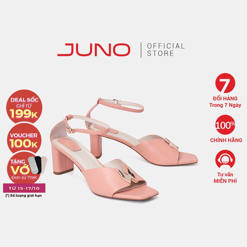 Giày Sandal Nữ 7cm Thời Trang JUNO Phối Khoá Trang Trí SD07097