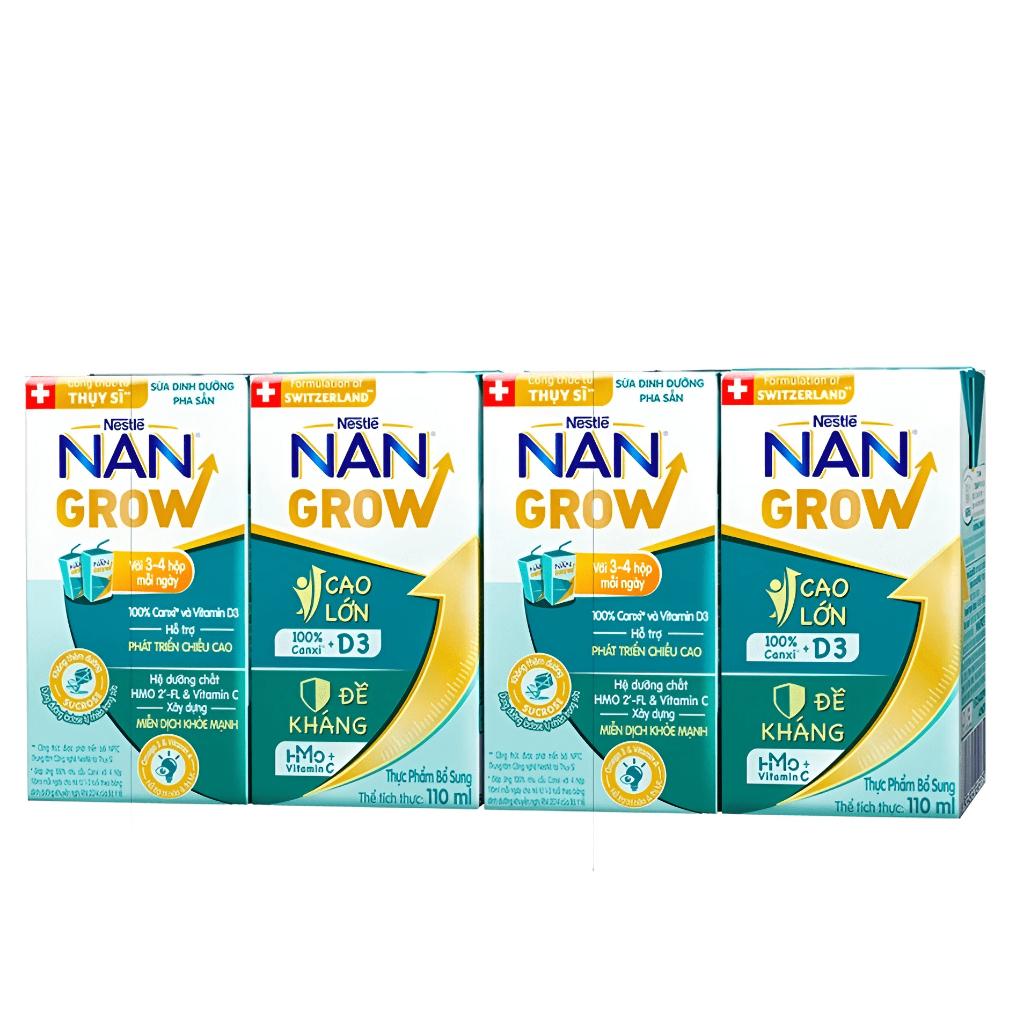 Sữa hộp pha sẵn Nestlé Nan Grow lốc 110ml - dành cho bé từ 1 tuổi