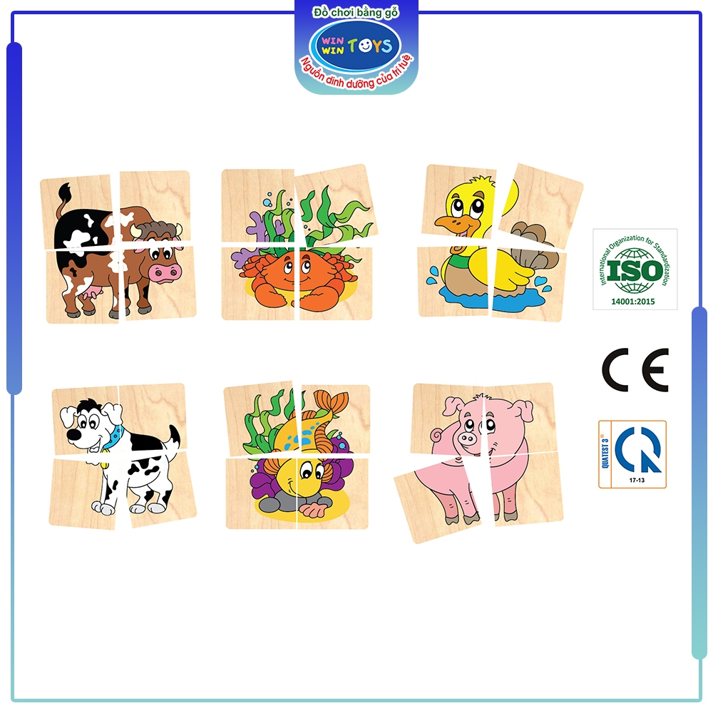 Đồ chơi gỗ Ghép hình 10 con vật | Winwintoys 64392 | Phát triển trí tưởng tượng và nhận biết các loài động vật