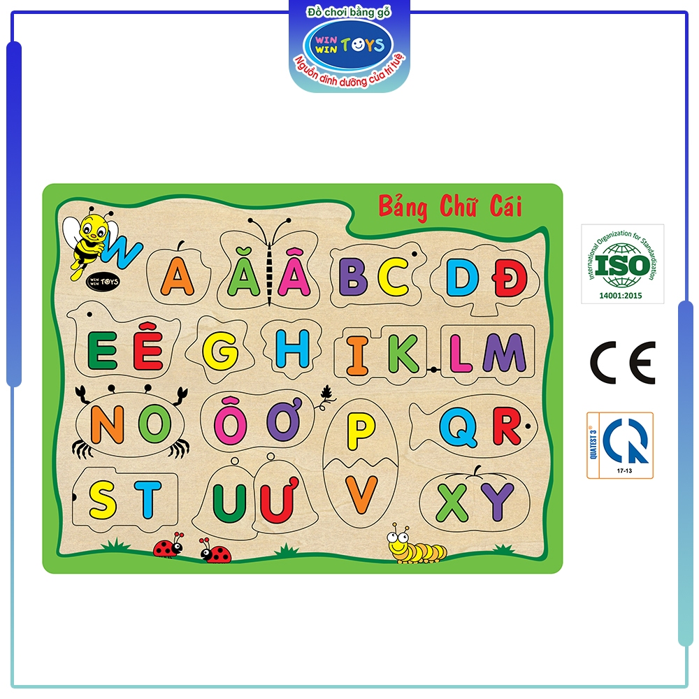 Đồ chơi gỗ Bảng chữ cái | Winwintoys 65312 | Phát triển trí tuệ và khả năng nhận biết chữ | Đạt chứng nhận CE và CR
