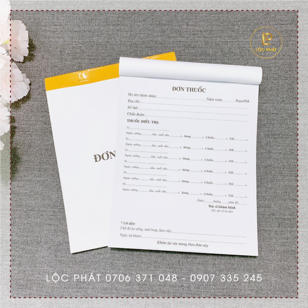 Quyển đơn thuốc in 1 liên kt A5 16x21 cm