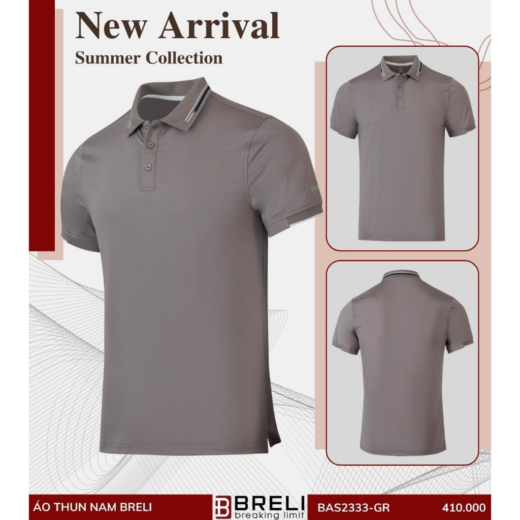 Áo thun nam thể thao Breli - BAS2333-GR